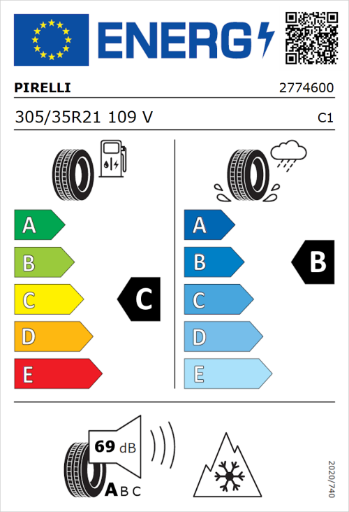 Tyre Label for Pirelli Scorpion Winter 305/35R21 109V