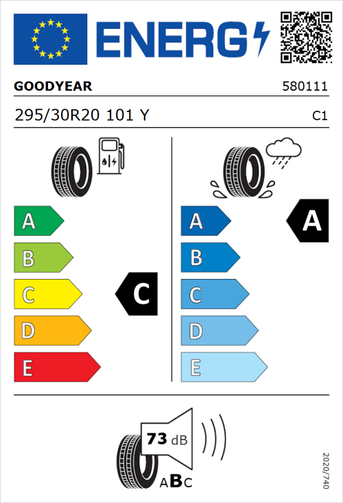 Tyre Label for Goodyear Eagle F1 SuperSport 295/30R20 101Y
