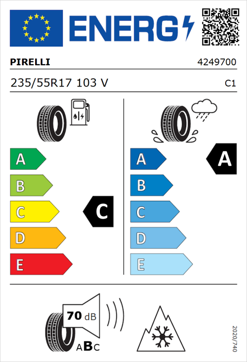 Tyre Label for Pirelli Cinturato All Season SF2 235/55R17 103V